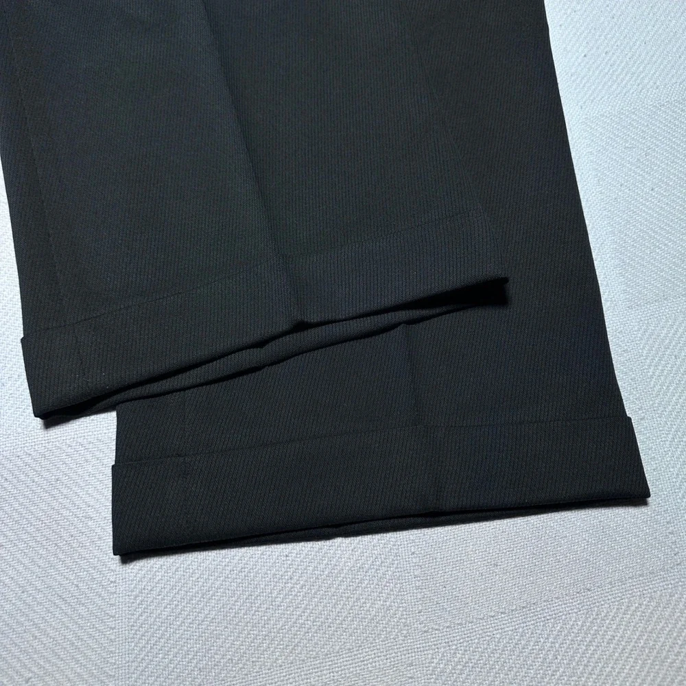 Coppley Dress Pants Men 42R Miami Flat Front Cuffed Microfiber Poly Tencel Black